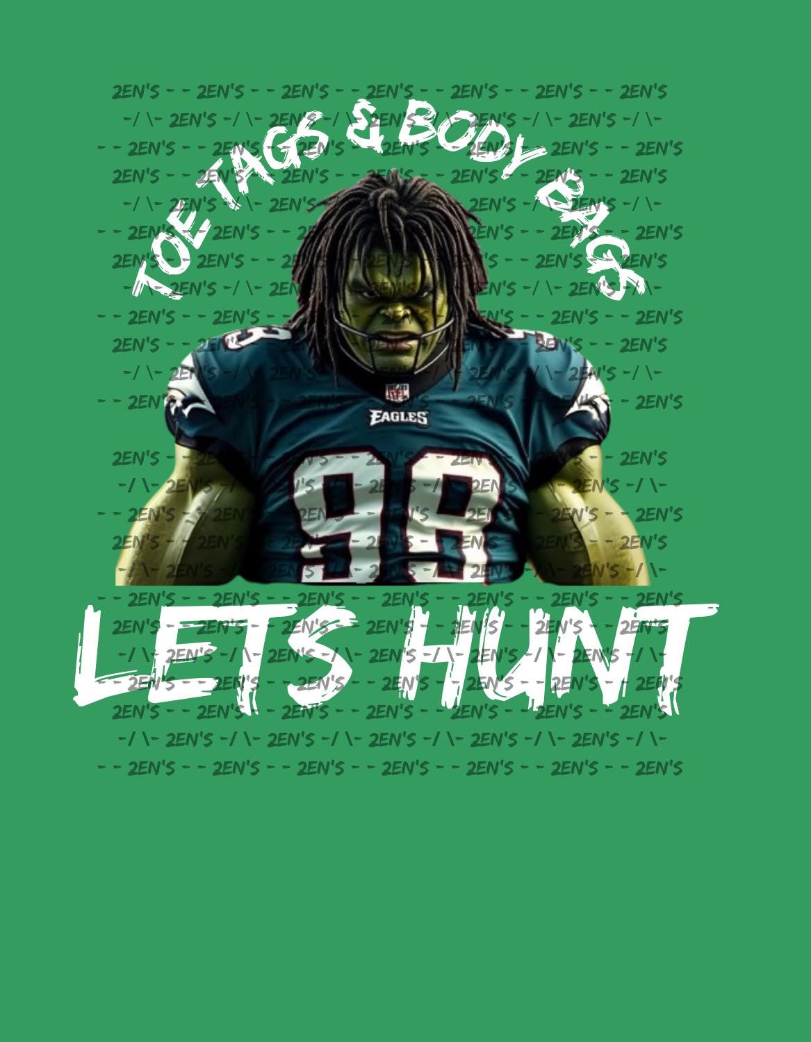 LETS HUNT 2025 Super Bowl Champion Philadelphia Eagles Jalen Carter Hulk Tee Long Sleeve Hoodie Fan Gift Bird Gang Go Birds PNG Available