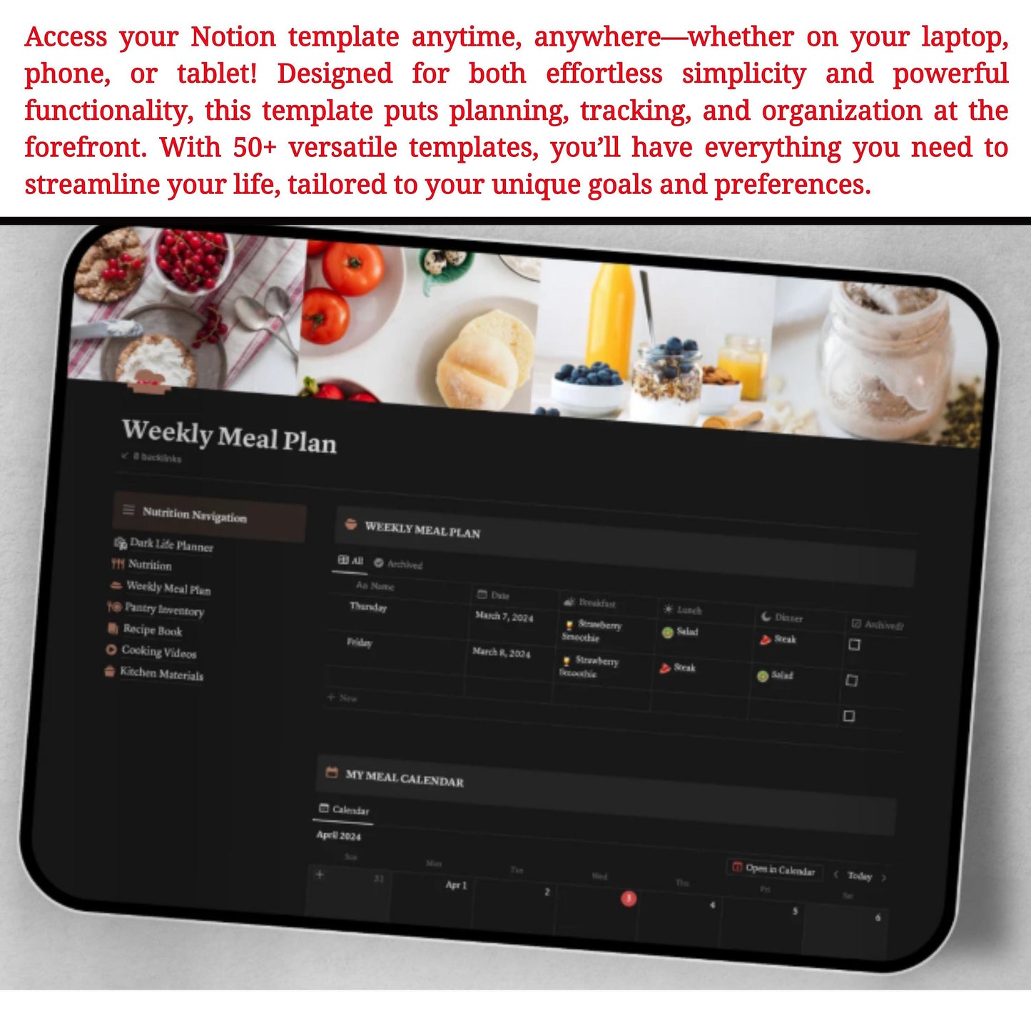 Notion Template - ALL IN ONE, Digital Planner Aesthetic, Dark Mode Notion Ultimate Life Planner, Life Notion Planner Dashboard, Personal