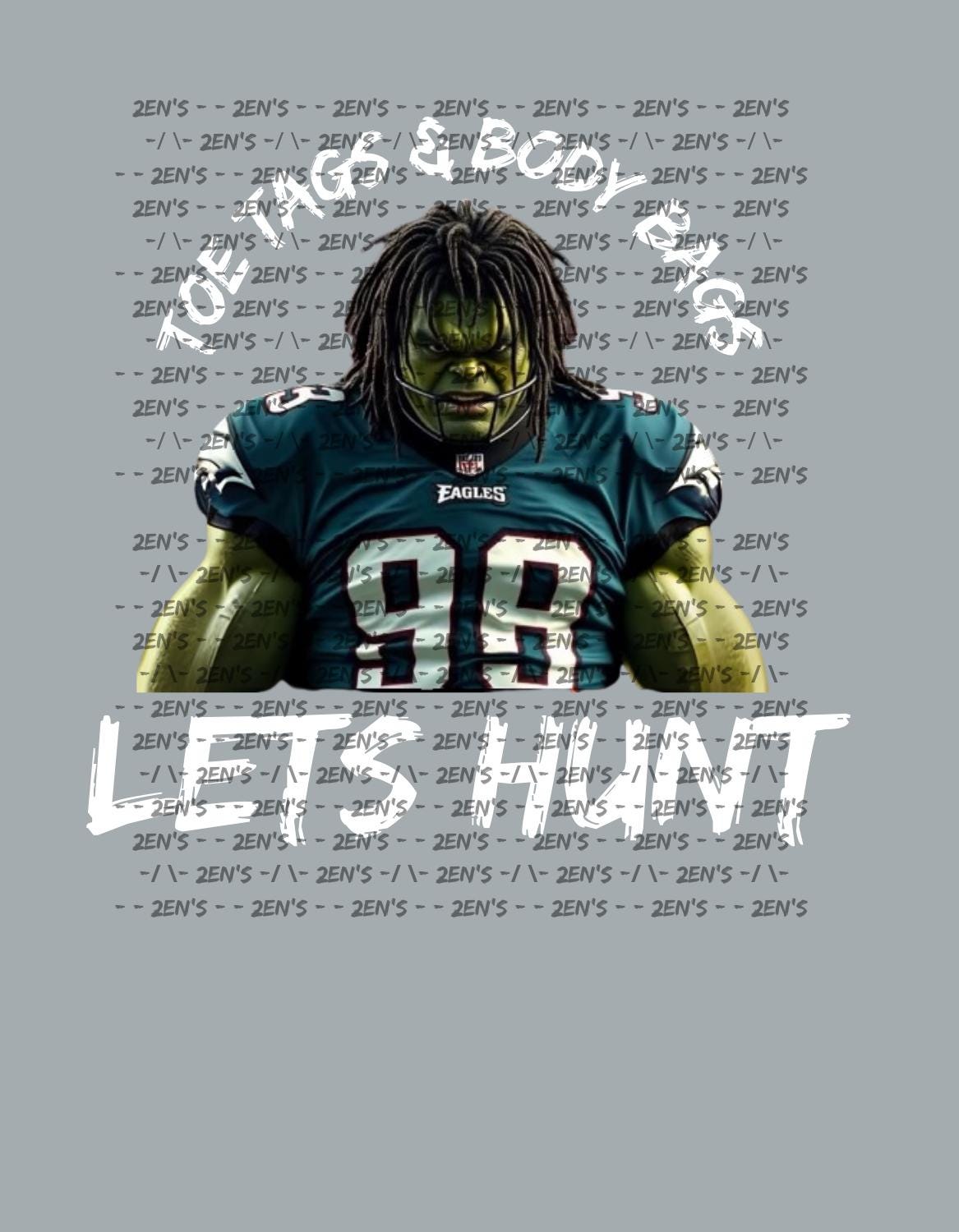 LETS HUNT 2025 Super Bowl Champion Philadelphia Eagles Jalen Carter Hulk Tee Long Sleeve Hoodie Fan Gift Bird Gang Go Birds PNG Available