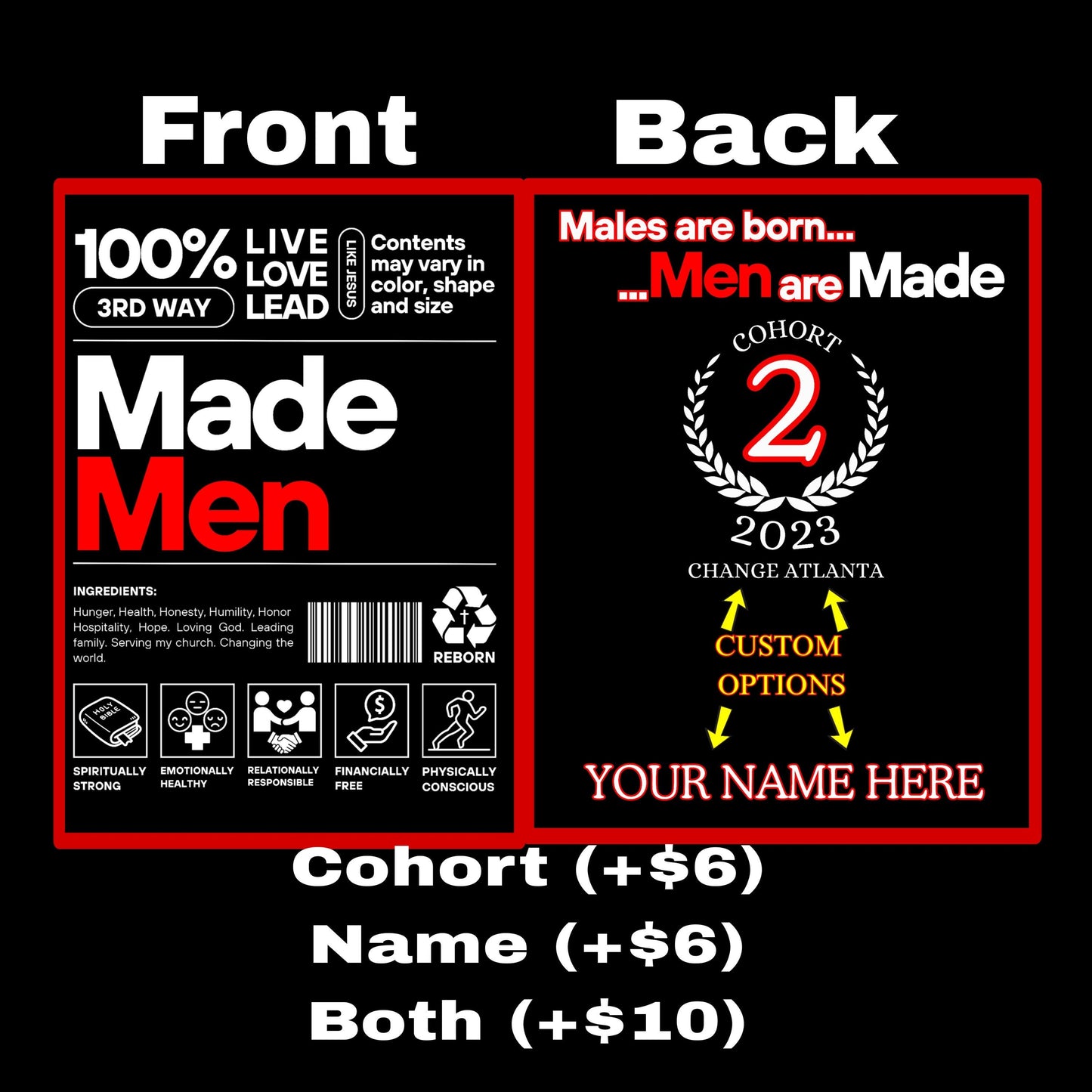 MADE MEN -Organization Order Form- T-shirt , Sweat Shirt, Hoodie (Read Description for complete instructions with additional customization)