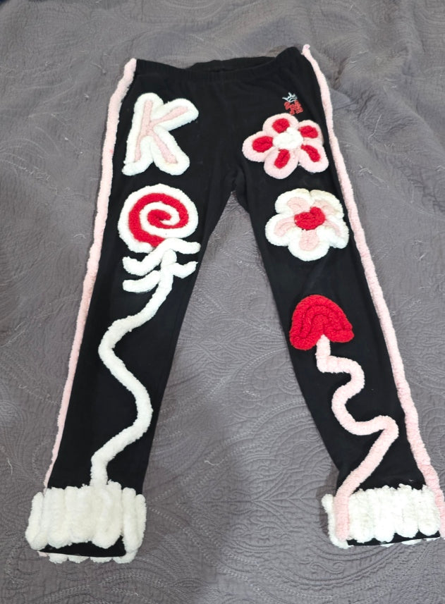 Chubby Chunky Chenille Yarn Printed Pants