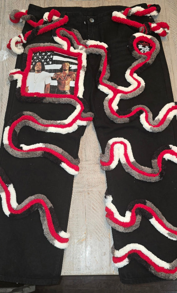 Chubby Chunky Chenille Yarn Printed Pants