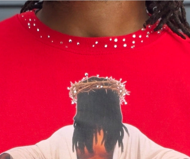 THE JC | Rhinestone Christian Fashion Shirt | Custom Faith-Based Graphic Tee | Cropped or Regular | Handmade by 2N’s